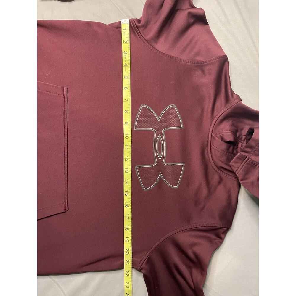 Mens Under Armour Hoodie Sweater Medium M Burgundy Athletic Gym Workout - Picture 4 of 5
